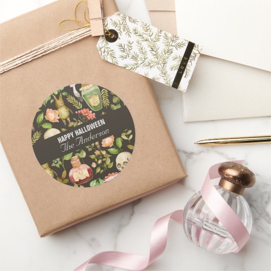 Schedel Plant Paddenstoelbloem Abstract Halloween Ronde Sticker (Geschenken)