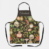 Schedel Plant Paddenstoelbloem Abstract Halloween Schort (Voorkant)