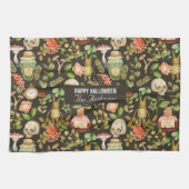 Schedel Plant Paddenstoelbloem Abstract Halloween Theedoek (Horizontaal)