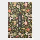 Schedel Plant Paddenstoelbloem Abstract Halloween Theedoek (Verticaal)