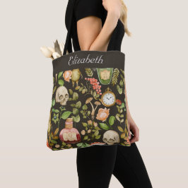 Schedel Plant Paddenstoelbloem Abstract Halloween Tote Bag