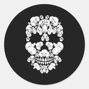 Schedel Poodle Skelet Halloween Scary Carnaval Ronde Sticker