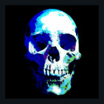 Schedel Pop Art Blauwe Kleur Poster<br><div class="desc">Fantasy Art Skull Skeleton - Blue & Paarse Tones Heavy Metal Punk Rock College Pop Art Afbeelding</div>