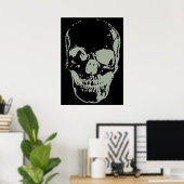 Schedel Pop Art Grijs Zwart Unique Special Poster (Thuiskantoor)