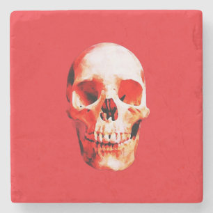 Schedel Pop Art Illustratie Stenen Onderzetter