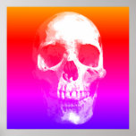 Schedel Pop Art Rood Blauw Roze Poster<br><div class="desc">Fantasy Art Skull Skeleton - Blue & Paarse Tones Heavy Metal Punk Rock College Pop Art Afbeelding</div>