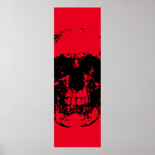 Schedel Pop Art Rood Zwart Poster