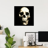 Schedel Pop Art Sepia Kleur Poster (Thuiskantoor)