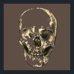 Schedel Pop Art Sepia Retro Poster<br><div class="desc">Fantasy Art Skull Skeleton - Blue & Paarse Tones Heavy Metal Punk Rock College Pop Art Afbeelding</div>
