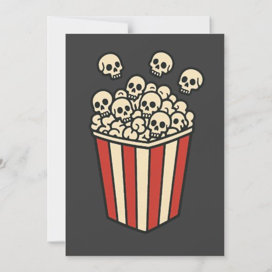 Schedel Popcorn Box Sticker  Magnetische Uitnodiging (Voorkant)