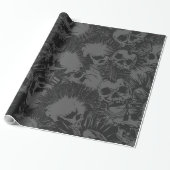 schedel punk cadeaupapier (Uitgerold)