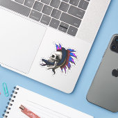 Schedel Punk Mohawk Mamba Snake Wrapped Slinking Sticker (Laptop met iPhone)