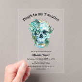 Schedel RIP 20s 30e verjaardag Dood aan mijn twint Acryl Uitnodigingen (Insitu (Draagbaar))