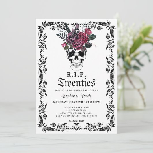 Schedel RIP 20s Dood aan mijn Jeugd 30e Verjaardag Kaart (Staand voorkant)