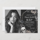 Schedel RIP Twenties Bloemen 30e Verjaardag Foto Kaart (Voorkant)