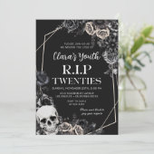 Schedel RIP Twintigers Bloem 30ste Verjaardag Kaart (Staand voorkant)