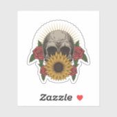 Schedel Rode rozen Zonnebloem Sticker (Vel)