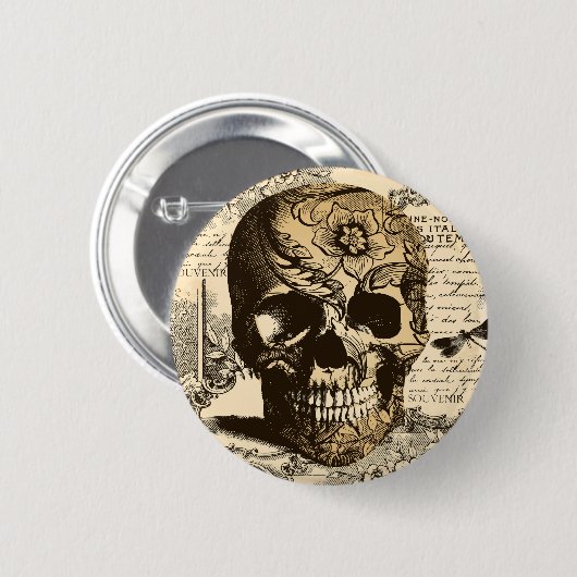  schedel ronde button 5,7 cm (Voorkant /achterkant)