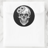 schedel ronde sticker (Tas)
