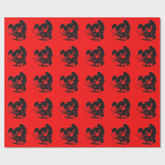 Schedel Rood Zwart Pop Art Fantasy Art Heavy Metal Cadeaupapier (Vlak)
