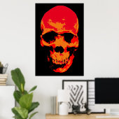 Schedel Rood Zwart Pop Art Poster (Thuiskantoor)