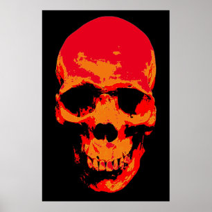 Schedel Rood Zwart Pop Art Poster