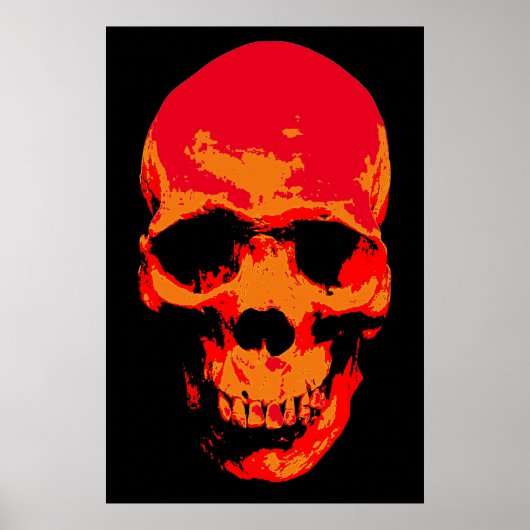 Schedel Rood Zwart Pop Art Poster (Voorkant)