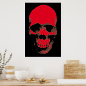 Schedel Rood Zwart Pop Art Poster (Keuken)