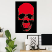 Schedel Rood Zwart Pop Art Poster (Thuiskantoor)