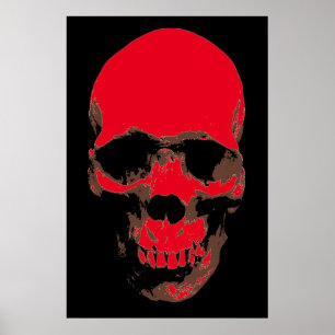 Schedel Rood Zwart Pop Art Poster