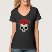Schedel Roos Flower T-shirt (Voorkant)