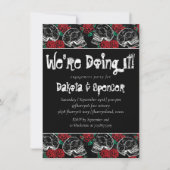 Schedel Roos krijt | Funky zwart wit Vrijgezellenf Kaart (Voorkant)