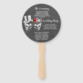 Schedel Roos Trouwprogramma Halloween Rood Handwaaier (Achterkant)