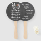 Schedel Roos Trouwprogramma Halloween Rood Handwaaier (Voorkant en achterkant)