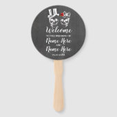 Schedel Roos Trouwprogramma Halloween Rood Handwaaier (Voorkant)