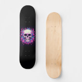 Schedel Roze Rozen Persoonlijk Skateboard (Voorkant)