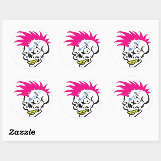 Schedel roze Stickers (Vel)
