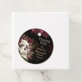 Schedel Rozen Burgundy Zwarte Grunge HARTELIJK DAN Bedankjes Labels (In situ)