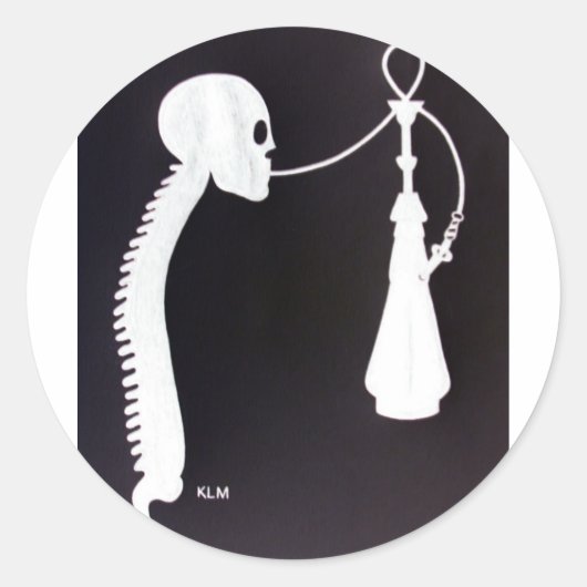 Schedel & Ruggengraat w / Hookah Ronde Sticker (Voorkant)