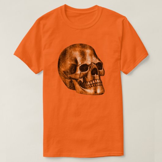  schedel Scary Copper Oranje Gothic Halloween T-shirt (Design voorkant)