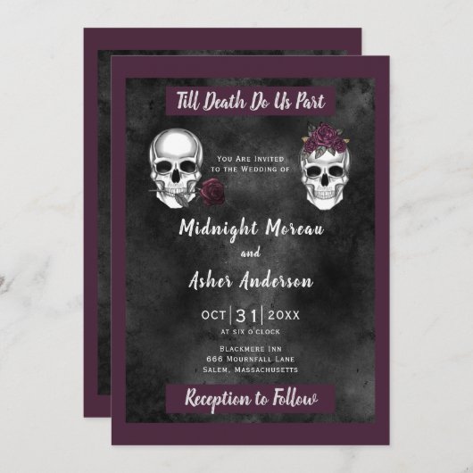 Schedel schedelroos Tot de dood ons scheidt Kaart (Voorkant / Achterkant)