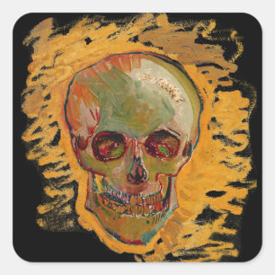  schedel schilderen door Van Gogh Vierkante Sticker
