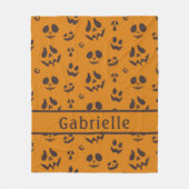 Schedel Silhouet Patroon Bruin Fleece Deken (Voorkant)