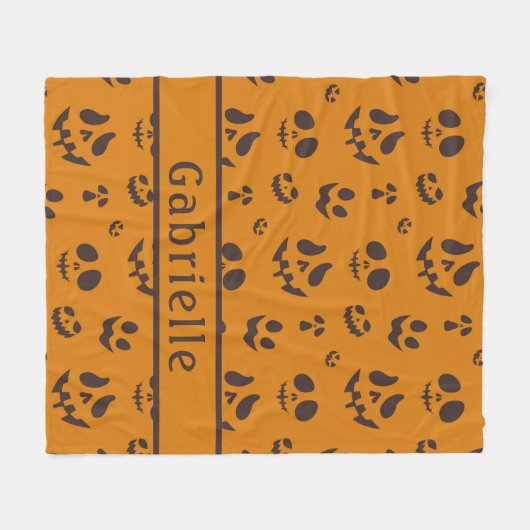 Schedel Silhouet Patroon Bruin Fleece Deken (Voorkant (Horizontaal))