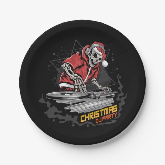 Schedel Sinterklaas met kerstjas en pet bij Papieren Bordje (Voorkant)