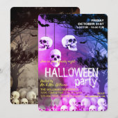 Schedel Skelet Halloween Feest Verknipte Nacht Kaart (Voorkant / Achterkant)