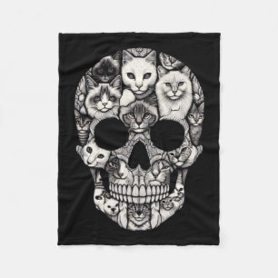 Schedel Skelet Halloween Kostuum Schedel Kat Fleece Deken