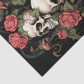 Schedel Skelet met Rozen Waterverf Tissuepapier (Detail)