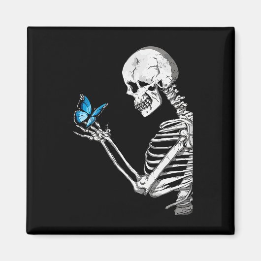 Schedel Skelet Retro Halloween Magneet (Voorkant)