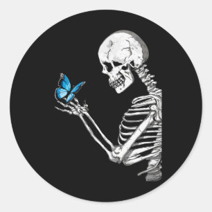 Schedel Skelet Retro Halloween Ronde Sticker